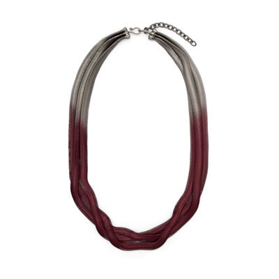 Charcoal and scarlet three strands necklace by Sarah Cavender